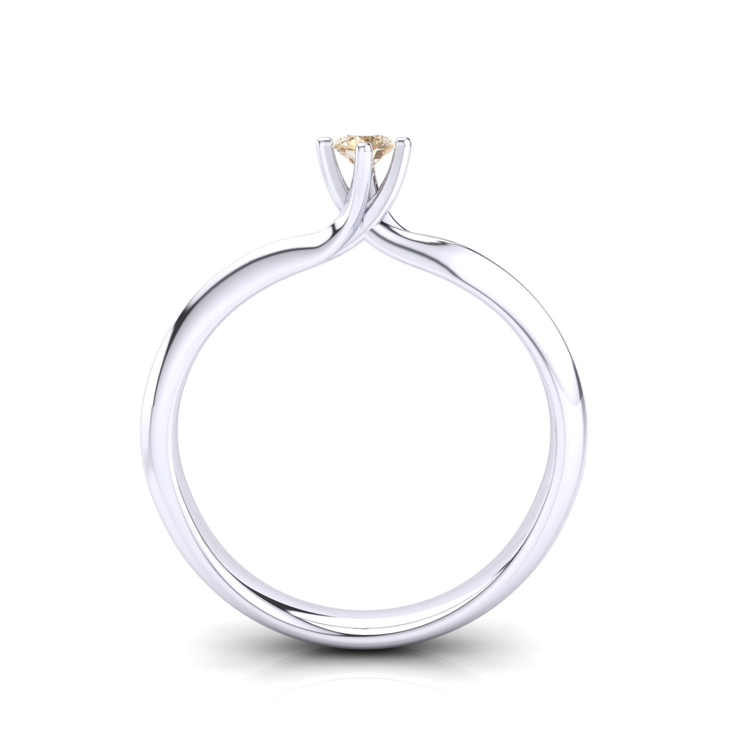 Anello Solitario Certificato su montatura Rose in Oro Bianco 18 kt con Diamante Light Cognac 0.08Ct / X /  - Certificati: IGI, GIA, HRD - Peso: 0.03g - Prezzo: 593,97&nbsp;USD