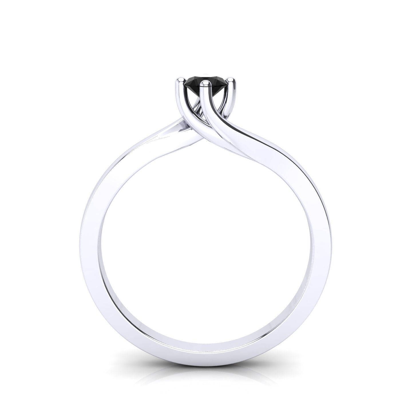 Anello Solitario Certificato su montatura Gardenia in Oro Bianco 18 kt con Diamante Nero 0.14Ct / X /  - Certificati: IGI, GIA, HRD - Peso: 0.03g - Prezzo: 675,59&nbsp;USD