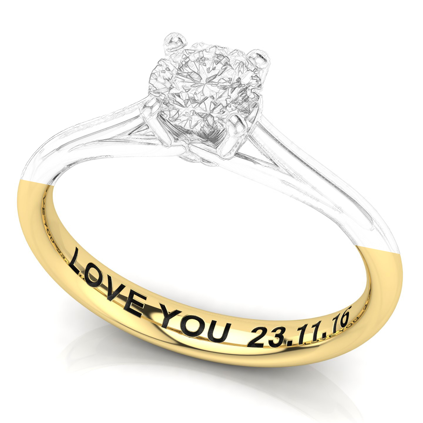 Anello Solitario Certificato su montatura Sound in Oro Giallo 18 kt con Diamante Bianco 0.50Ct / F / VVS1 - Certificati: IGI, GIA, HRD - Peso: 0.03g - Prezzo: 3.474,77&nbsp;USD