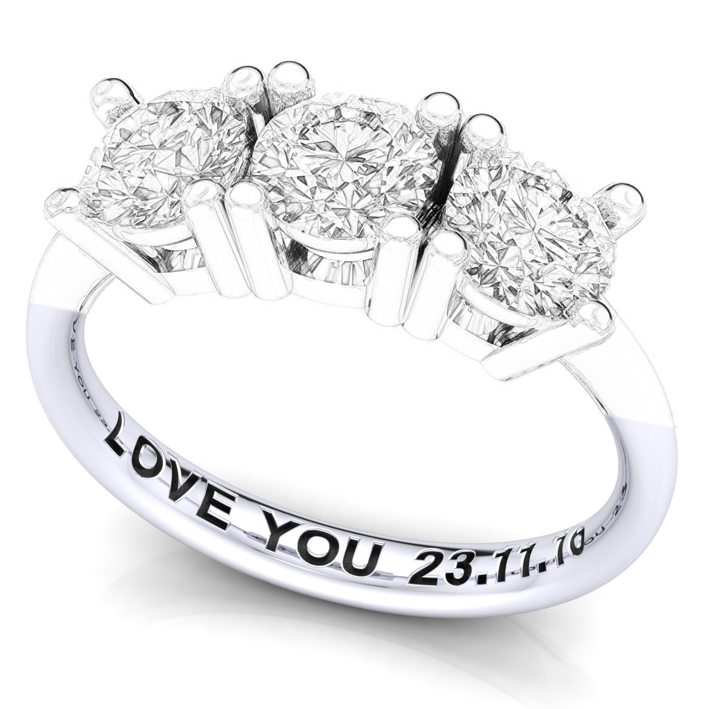Anello Trilogy Certificato su montatura Daisy in Oro Bianco 18 kt con Diamante Nero 0.15Ct / X /  - Certificati: IGI, GIA, HRD - Peso: 0.03g - Prezzo: 667,95&nbsp;€