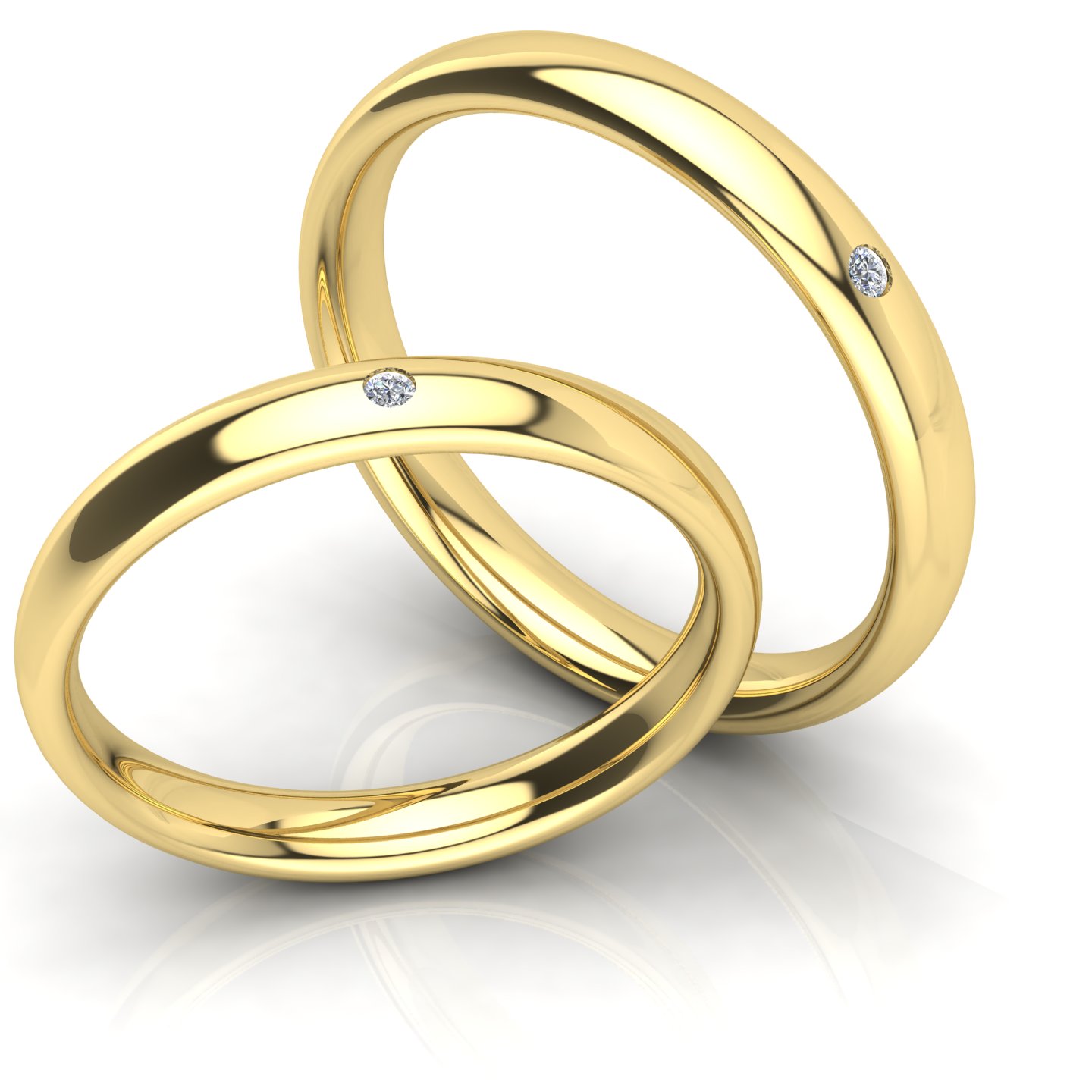 Comfort Certificate su montatura Comfort 3mm in Yellow Gold 18 kt con White Diamond 0.01Ct / G/H / SI1 - Certificati: IGI, GIA, HRD - Weight: 0.03g - Price: 603,56&nbsp;€