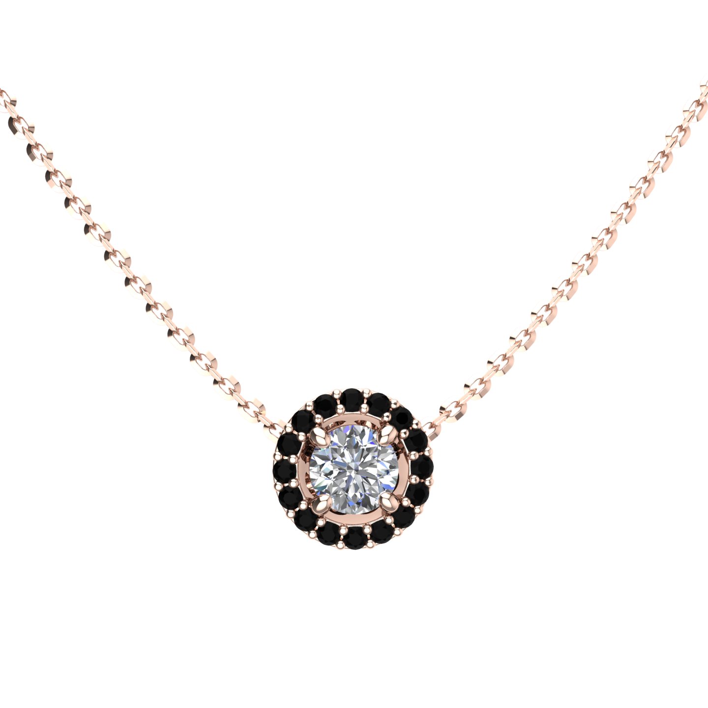 Girocollo Multi Gemma Certificato su montatura Cornflower in Oro Rosè 18 kt con Diamante Nero 0.12Ct / X /  Diamante Bianco 0.24Ct / G/H / SI1 - Certificati: IGI, GIA, HRD - Peso: 0.03g - Prezzo: 1.251,16&nbsp;€