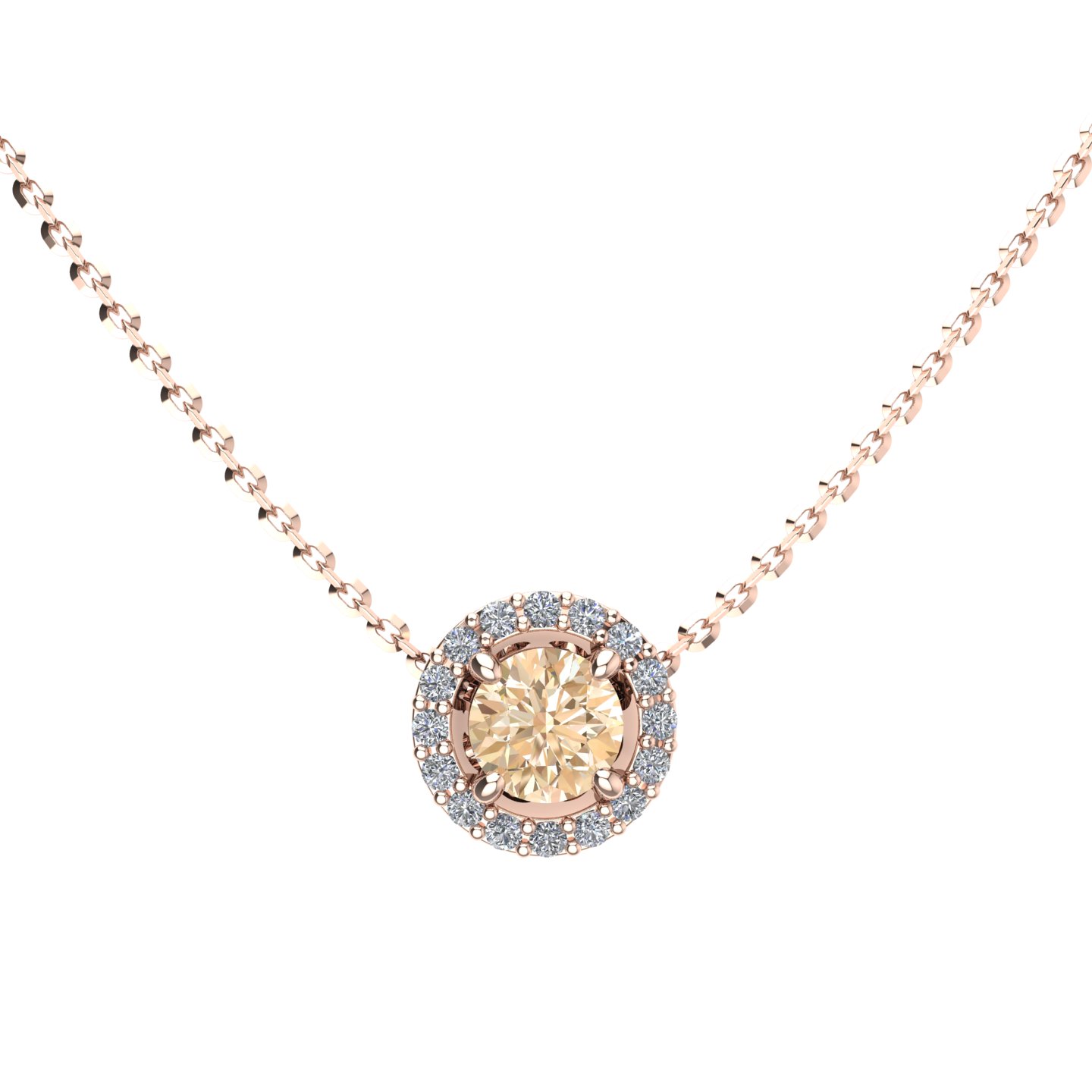 Girocollo Multi Gemma Certificato su montatura Cornflower in Oro Rosè 18 kt con Diamante Bianco 0.12Ct / G/H / SI1 Diamante Light Cognac 0.30Ct / X /  - Certificati: IGI, GIA, HRD - Peso: 0.03g - Prezzo: 1.467,56&nbsp;USD