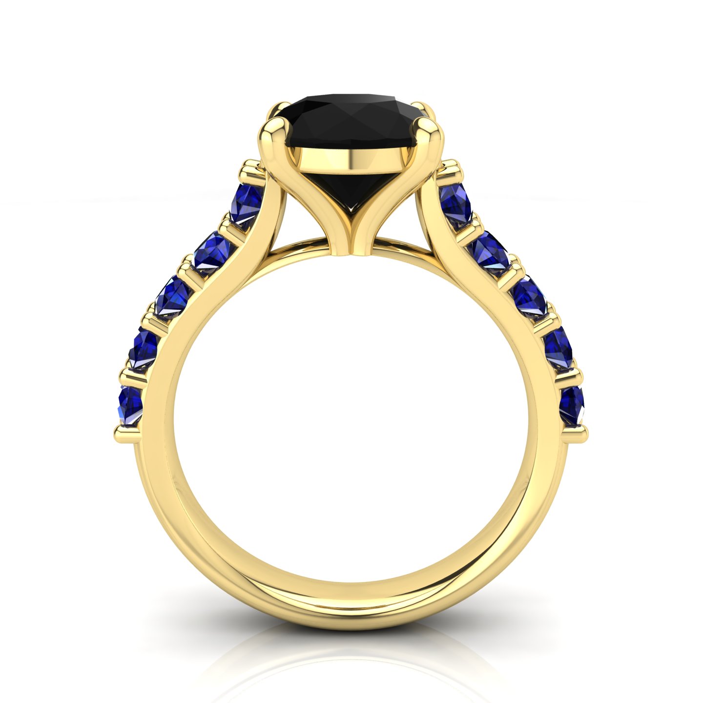 Multi GemStone Solitaire Ring Certificate su montatura History in Yellow Gold 18 kt con Black Diamond 2.00Ct / X /  Sapphire Blue 0.80Ct / X /  - Certificati: IGI, GIA, HRD - Weight: 0.03g - Price: 2.976,53&nbsp;USD